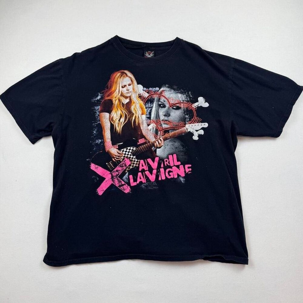 Black Y2K Avril Lavigne Graphic Tshirt Pop Punk Band Tee Size XXL Hot Rock